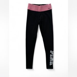 Victoria Secret Pink black sequin logo yoga leggings size XS